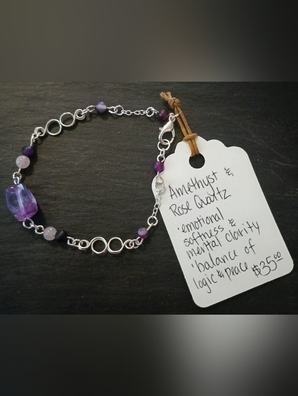 Handmade Amethyst Beaded Bracelet - Purple Gemstone Women’s Jewelry